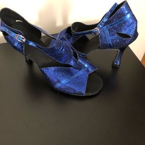 Blue Sparkle Latin Dance Salsa Shoes